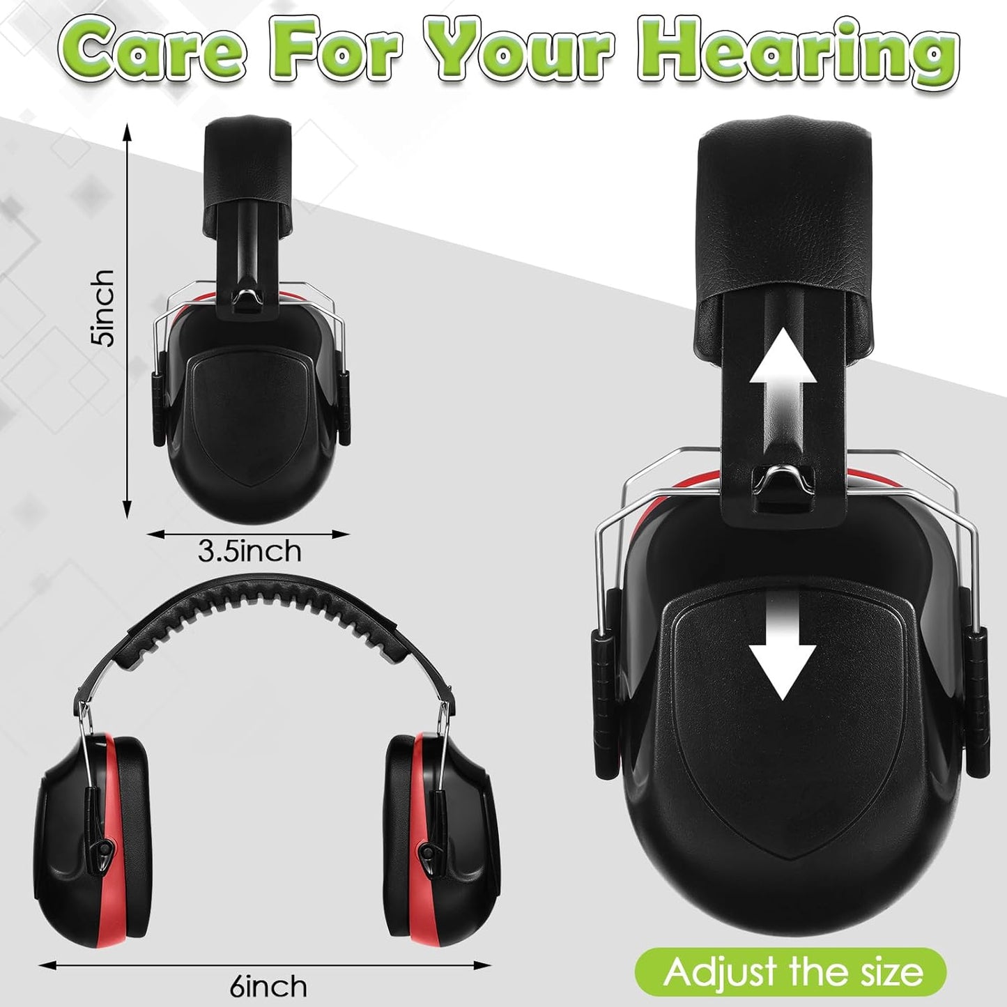 Xuhal 9 Pcs Ear Protection Earmuffs, Adjustable NRR 28dB Noise Reduction Headphone for Shooting Mowing Noise Cancelling