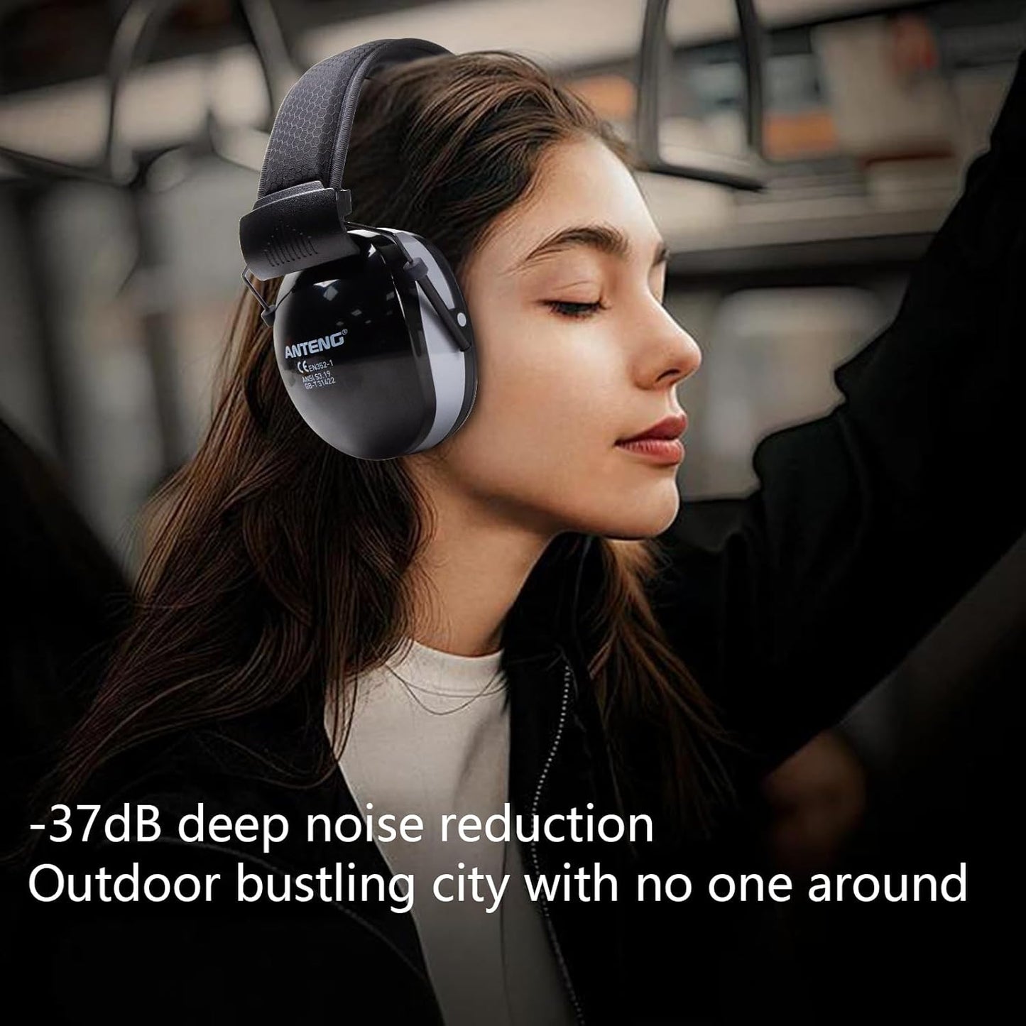 37dB Gun Range Ear Protection, Adjustable Ear Muffs for Noise Reduction, for Shooting, Construction, Mowing