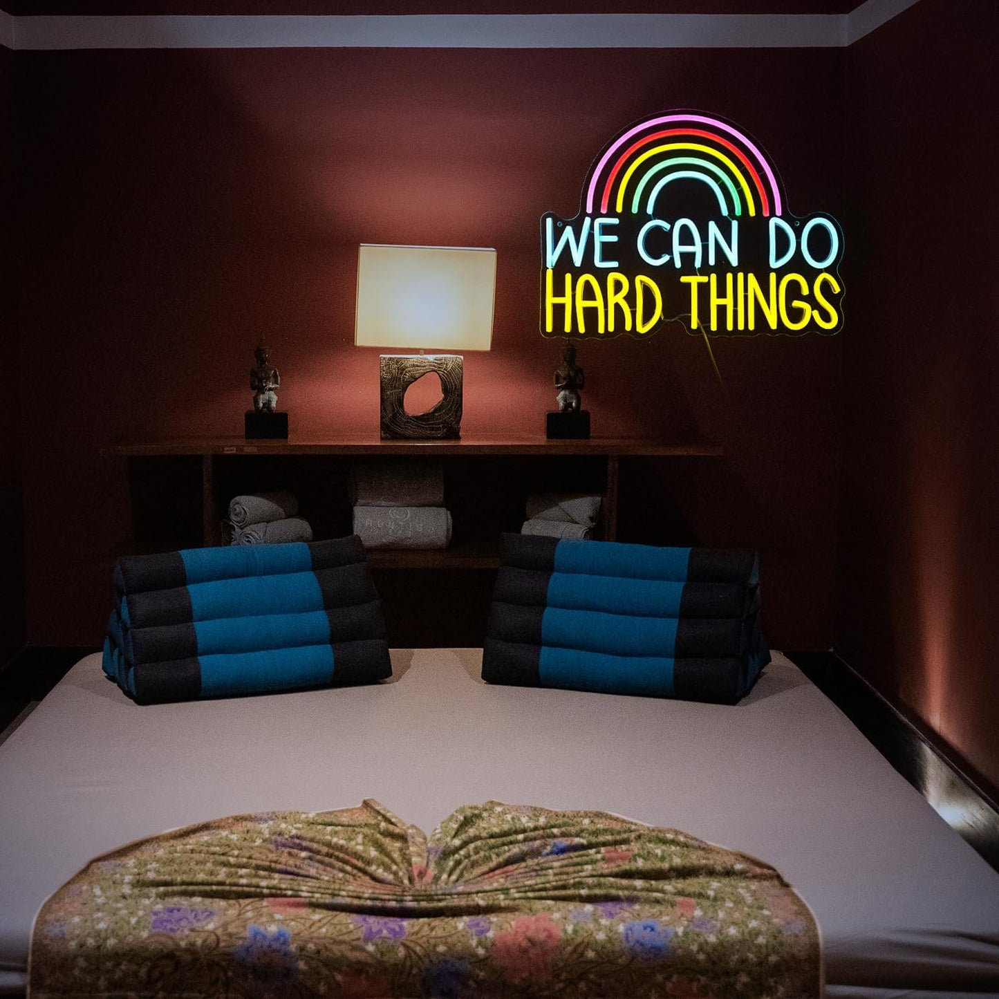 We Can Do Hard Things Neon Sign USB Powered Rainbow Neon Light for Wall Decor Colorful Dimmable LED Light Up Sign for Bedroom Classroom Party Practical Activity Title(16.3 * 12.4In)
