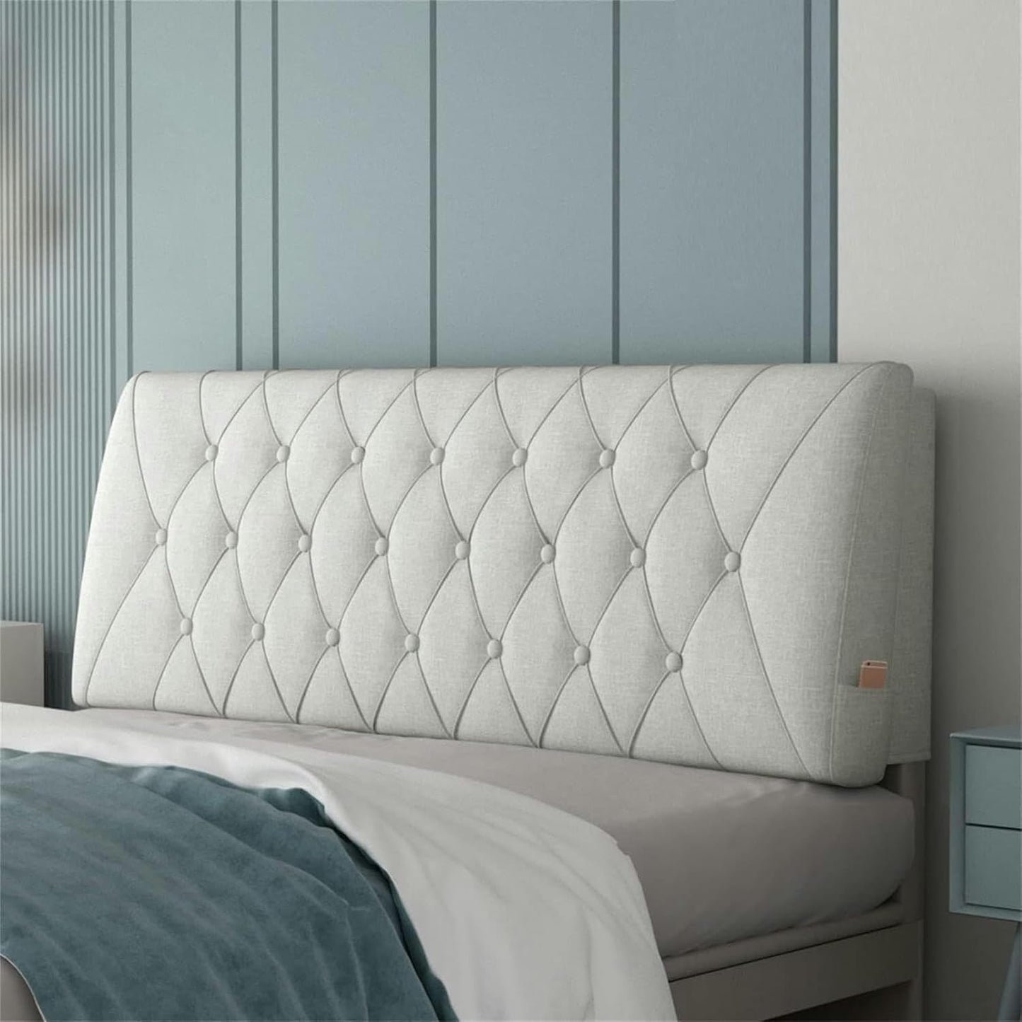 AMNOOL Bedside Cushion Bed Backrest Linen Headboard Cushion Support Reading Pillow Bolster for Twin Full Queen King Daybed Bed Bunk Bed Removable Washable-1-, Gray