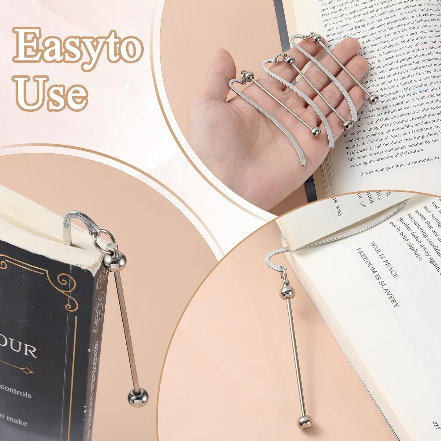 30 Pcs Beadable Bookmarks DIY Metal Blank Bar for Beads, Bulk Beading Bookmark Craft Kit for Jewelry Pendant Charms, Gift for Book Lovers, Learners, Teachers (Silver)