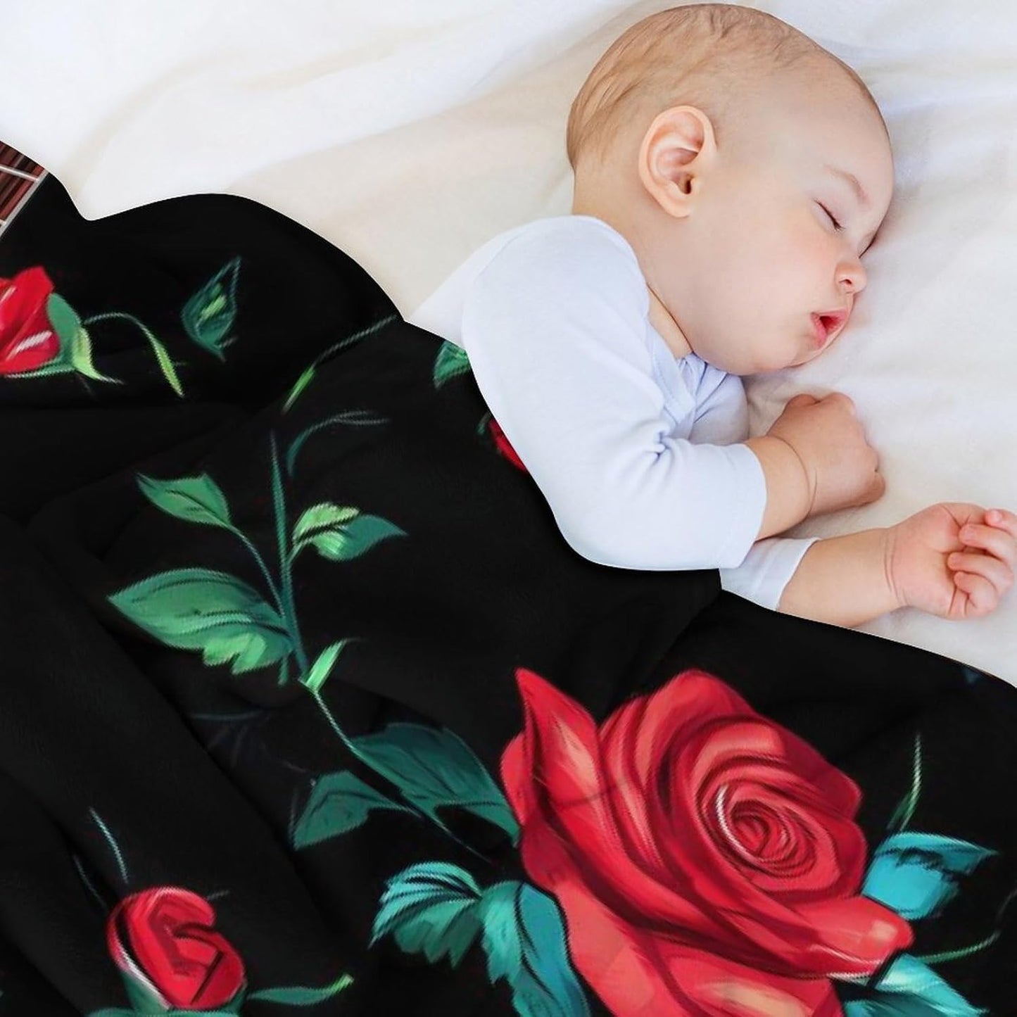 Guitar Rose Throw Blanket for Couch Bed Plush Cozy Fuzzy Flannel Blanket for All Season 30"x50"