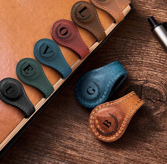 3Pcs Personalized Leather Magnetic Bookmark, 26 Letters Bookmarks Customized Engraved Initial Book Mark Cute Custom Marker Meaningful Gift for Women Men Book Lovers (S, 1Bird+1Heart+1Book)