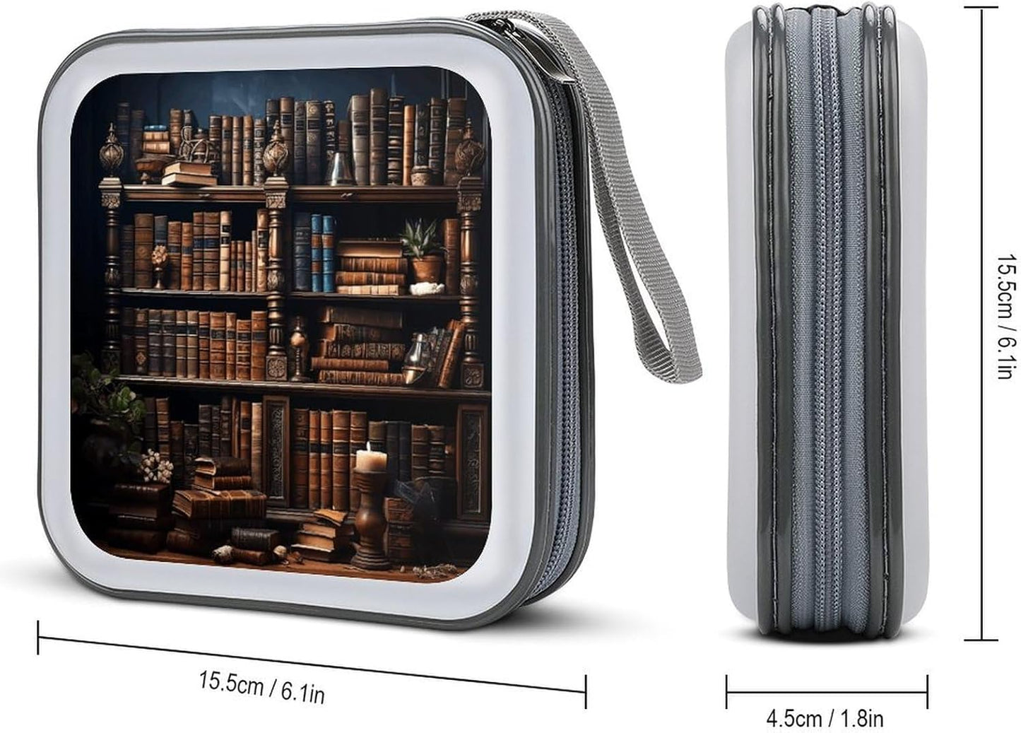 Books on The Bookshelf CD Case Portable Zipper CD Cases Holder Hard Plastic DVD Disc Cases Storage Binder Large Storage Disc Wallet Bag Heavy Duty Booklet Album 40 Capacity