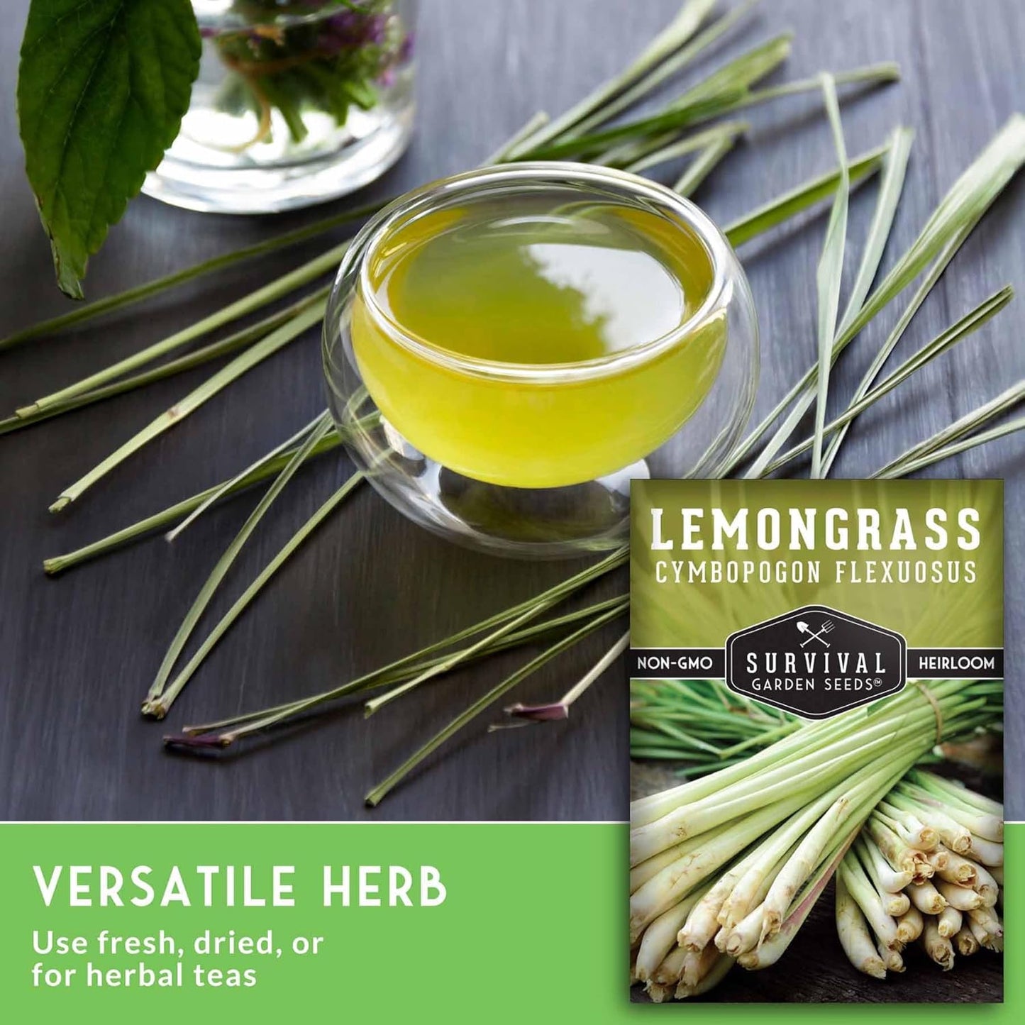 Lemongrass Seeds for Planting - Lemon Scented Asian Lemongrass for Your Home Vegetable Garden - Heirloom Non-GMO Open-Pollinated - Survival Garden Seeds (1 Pack)