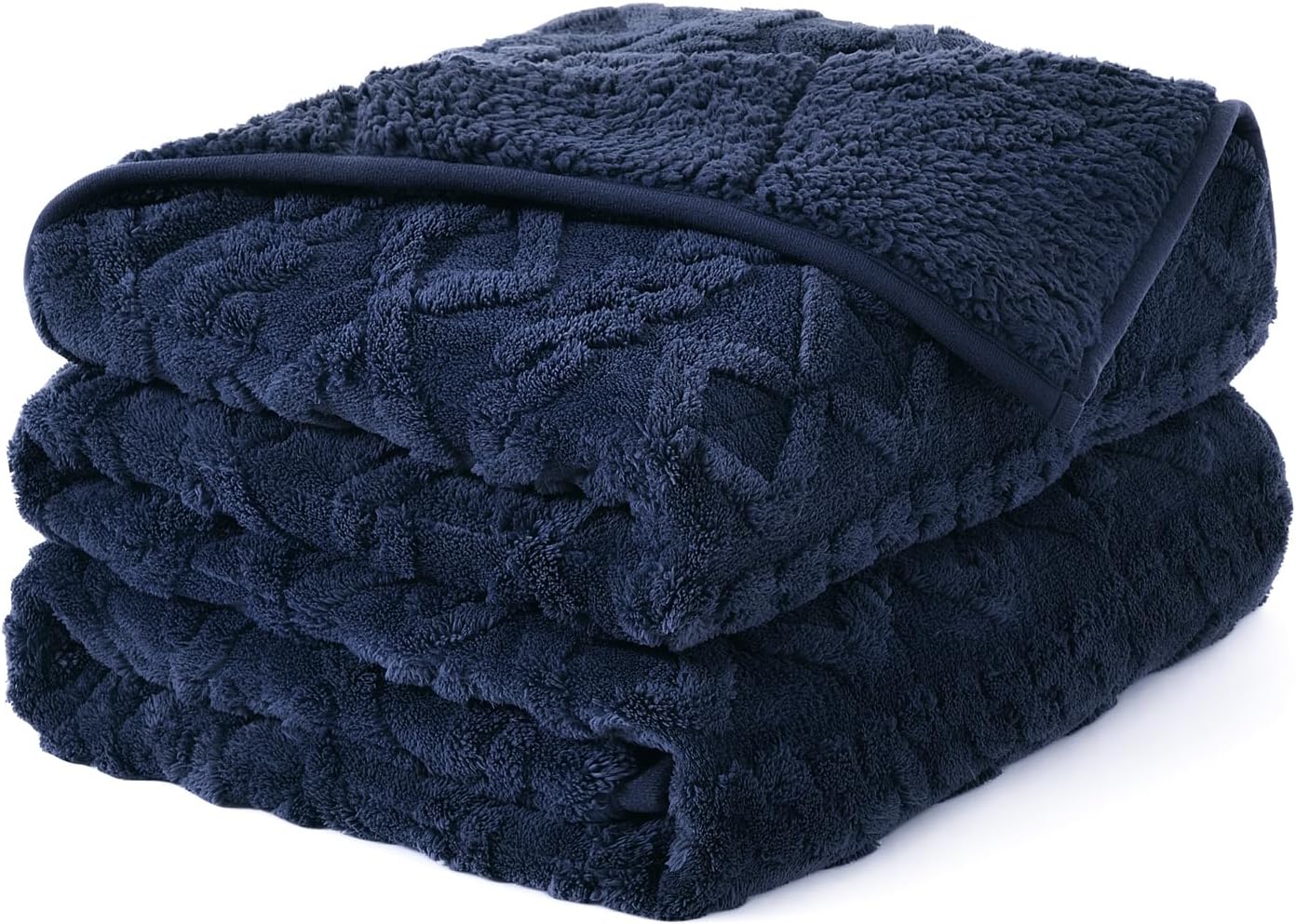 Topblan Weighted Blanket for Adults, 60" x 80" 20lbs, Soft Sherpa Queen Size Heavy Blanket with 3D Jacquard Flannel Fleece Weighted Blankets for Couch and Bed