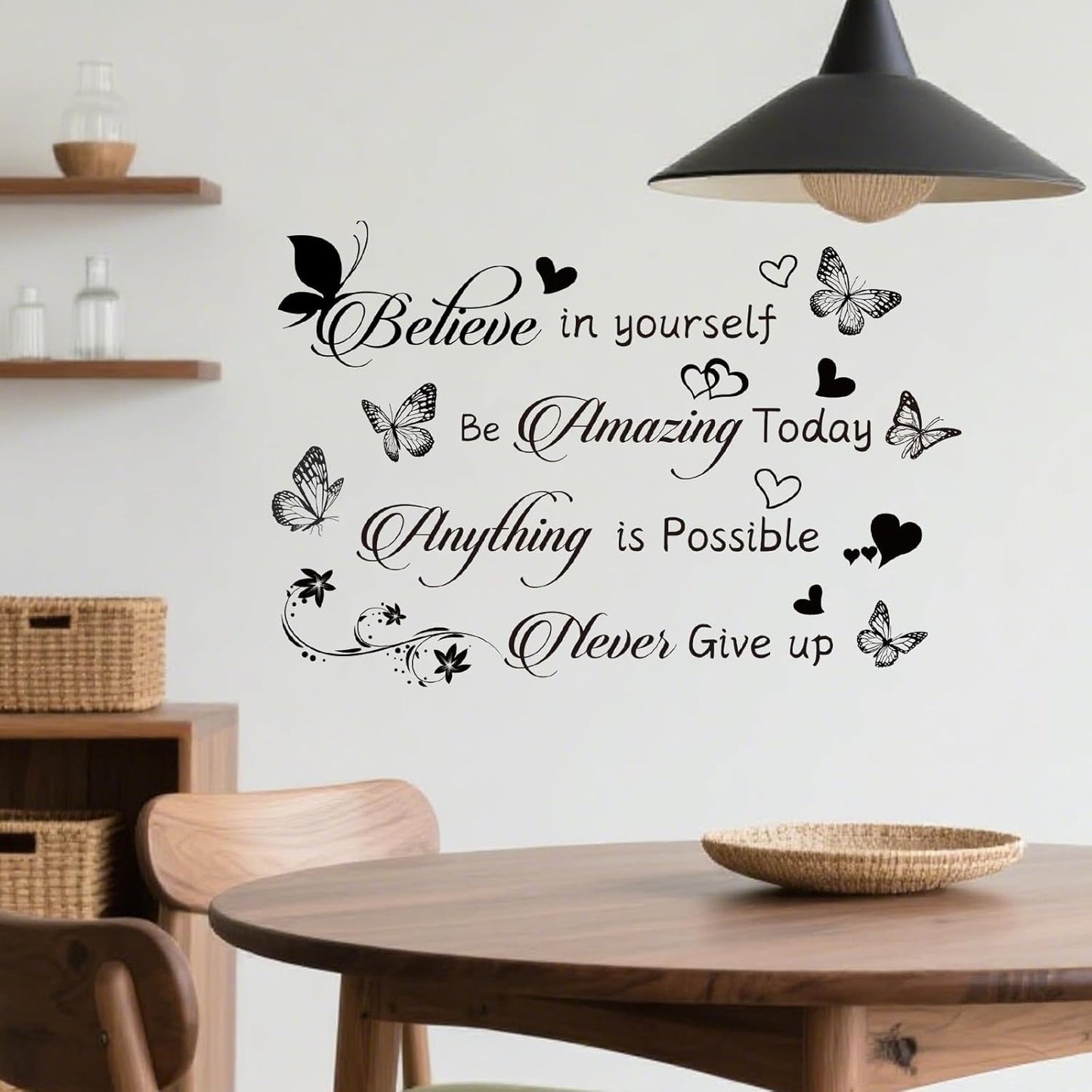 Inspirational Butterfly Wall Decals Set, Believe in Yourself - Motivational Quotes Wall Stickers, Removable Vinyl Lettering Art Decor for Bedroom, Office, Classroom, Kids Room