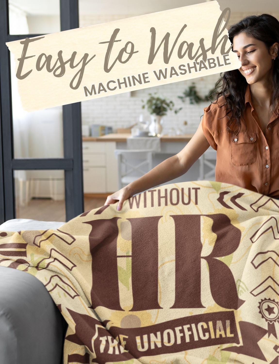 HR Gifts, Human Resources Blanket for Women, Specialist, HR Manager, Coworker, Throw Blanket 50x65 Inche - You Can't Spell Hero Without HR