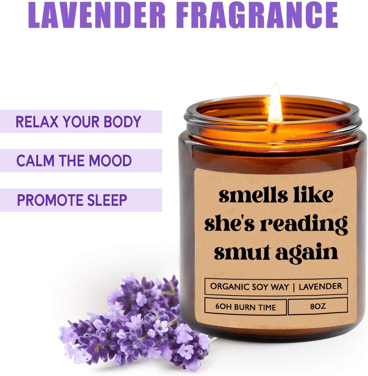 Smells Like She's Reading Smut Again Candle - Funny Reader Gift - Friend Avid Reader Bookworm Gift - Candle Gift for Friend - Family - Coworker - Birthday Gift - Reading Lover Candle