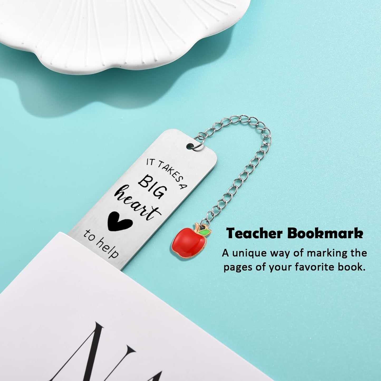 Teacher Gifts for Women Men, 2025 Teacher Graduation Thank You Gifts - It Takes A Big Heart to Help Shape Little Minds Metal Bookmark Birthday Christmas Retirement Teacher Gifts from Students
