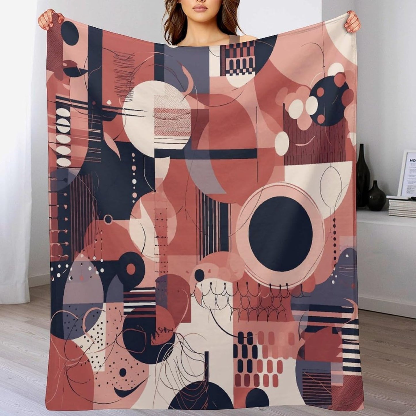 Soft Geometric Style Throw Blanket for Couch Super Soft Warm Lightweight Throw Blankets Cozy Flannel Bed Blanket Cute Decorative Blankets for All Seasons Home Decor Gift 60"*80"（150 * 200cm）