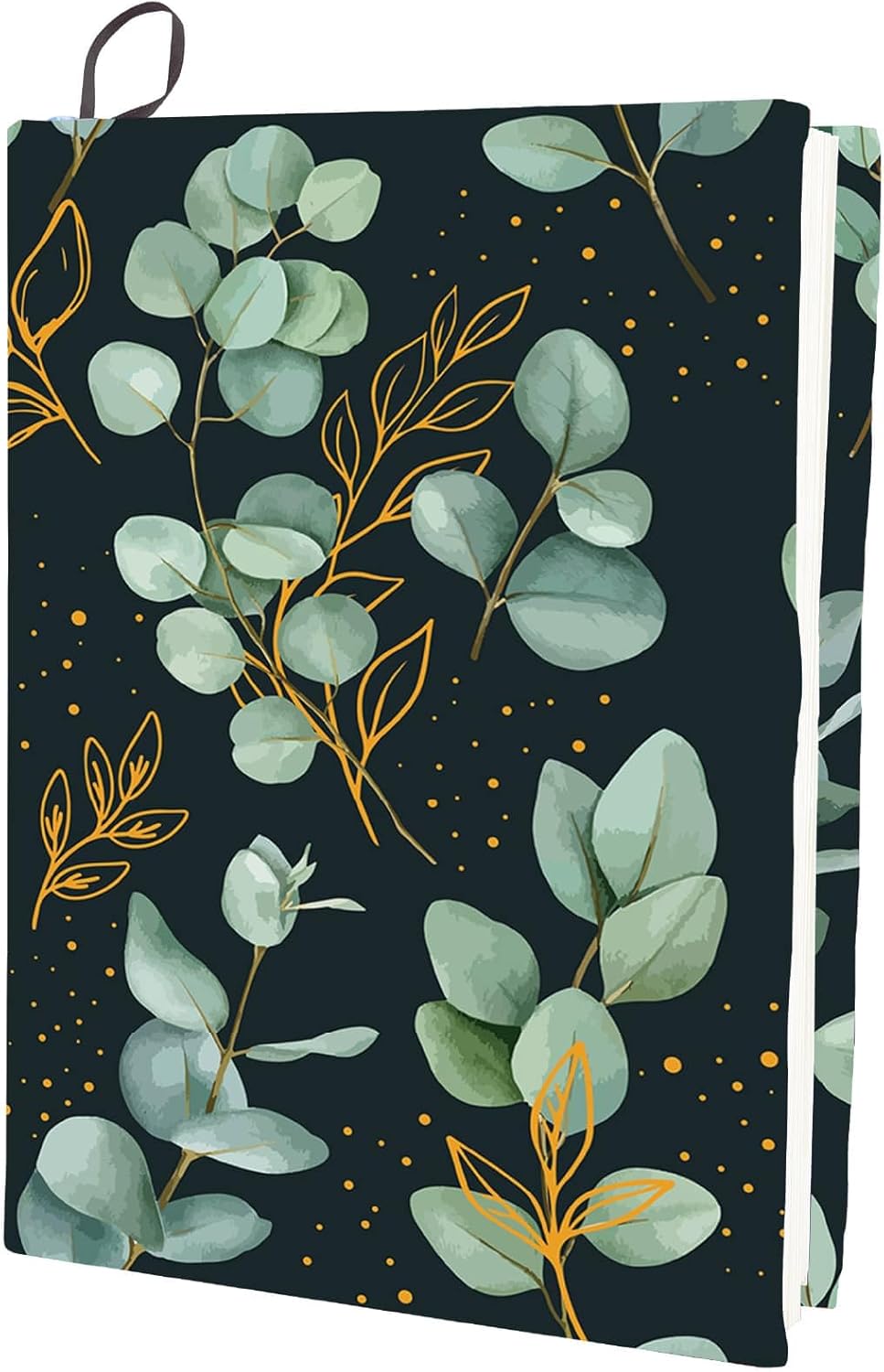 CRASPIRE Green Leaf Stretchable Book Cover Plant Washable Reusable Large Nylon Polyester Book Protector Elastic Notebook Wraps Suitable for Most Hardcover Books Students