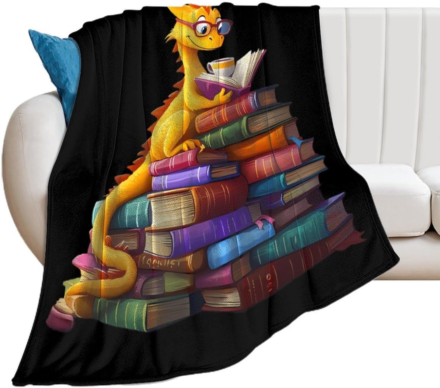 Deagon Reading Books Soft Throw Blanket Flannel Warm Cozy Plush Blankets for Couch Sofa Bedroom Travel