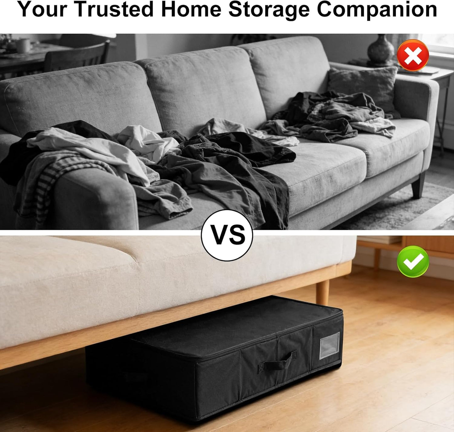 2Pack Under Bed Storage with Wheels, Under Bed Storage Containers with Label, Rolling Beneath the Bed Organizer Bins Drawer with Handles, Space Saving Design Basket for Clothes,Shoes,Books