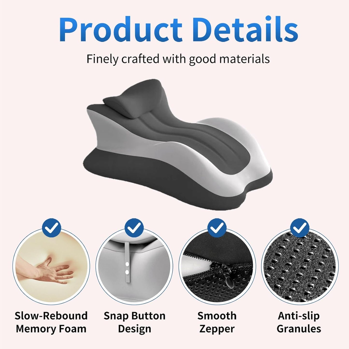 Memory Foam Bed Wedge Pillow for Reading in Bed & Back Support – Ergonomic Wedge Pillow for Sitting Up, Leg Elevation & Comfortable Positioning, Removable Washable Cover