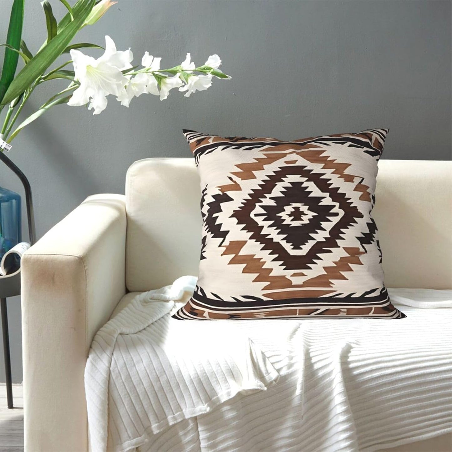 All-Season Square Pillow Covers 18"X18", Native, Decorative Throw Pillow Covers for Sofa Bed Couch, Hidden Zipper Cushion Cover, Square Lumbar & Accent Pillowcases for Home Decor