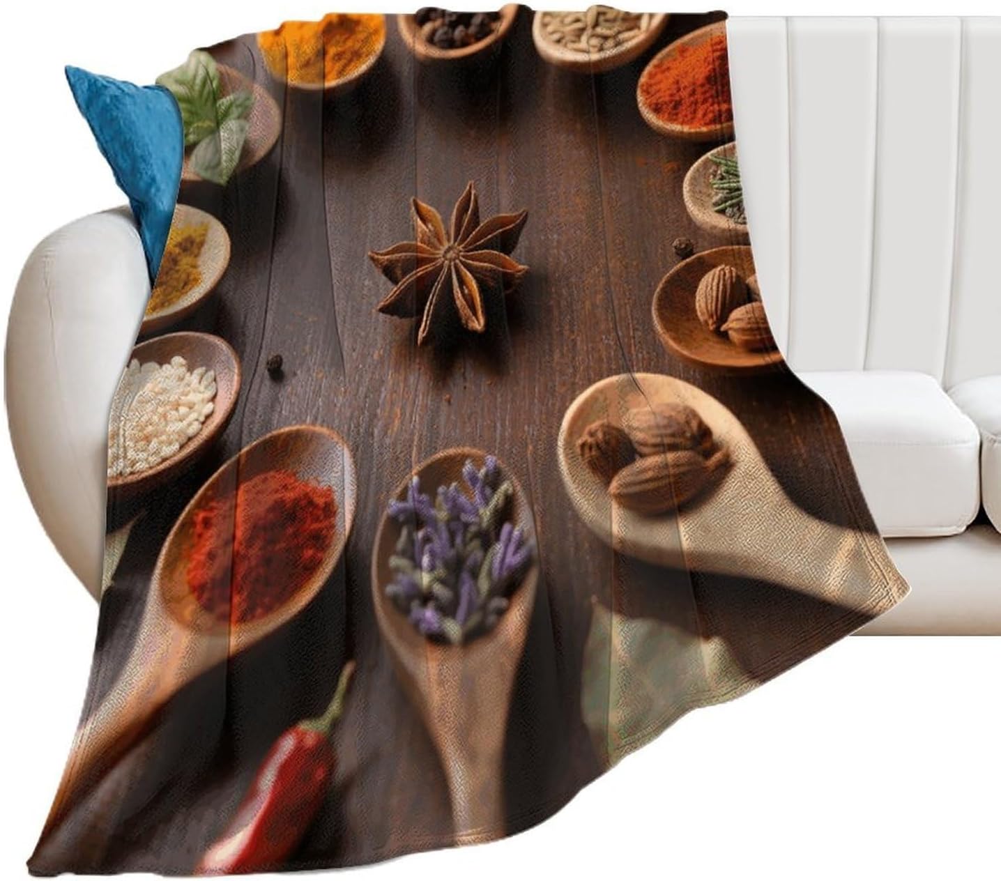Custom Spices Seasoning Spoon Blanket Lightweight Flannel Fleece Throw for Couch Sofa Bed Luxury Soft Cozy Plush Lap Bedtime Blanket for All Seasons Bedroom Home Decor Gifts 40x50