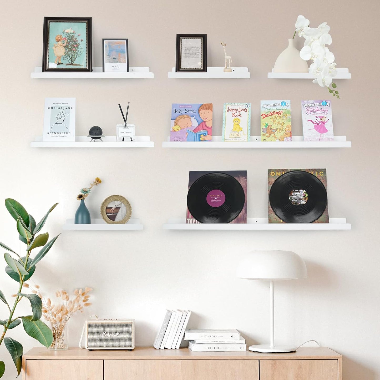 Floating Shelves for Wall, 36 inch White Floating Shelves for Wall 2-Pack, Solid Wood Long Picture Ledge Shelf with Enhanced Lip Design for Bedroom Living Room Bathroom