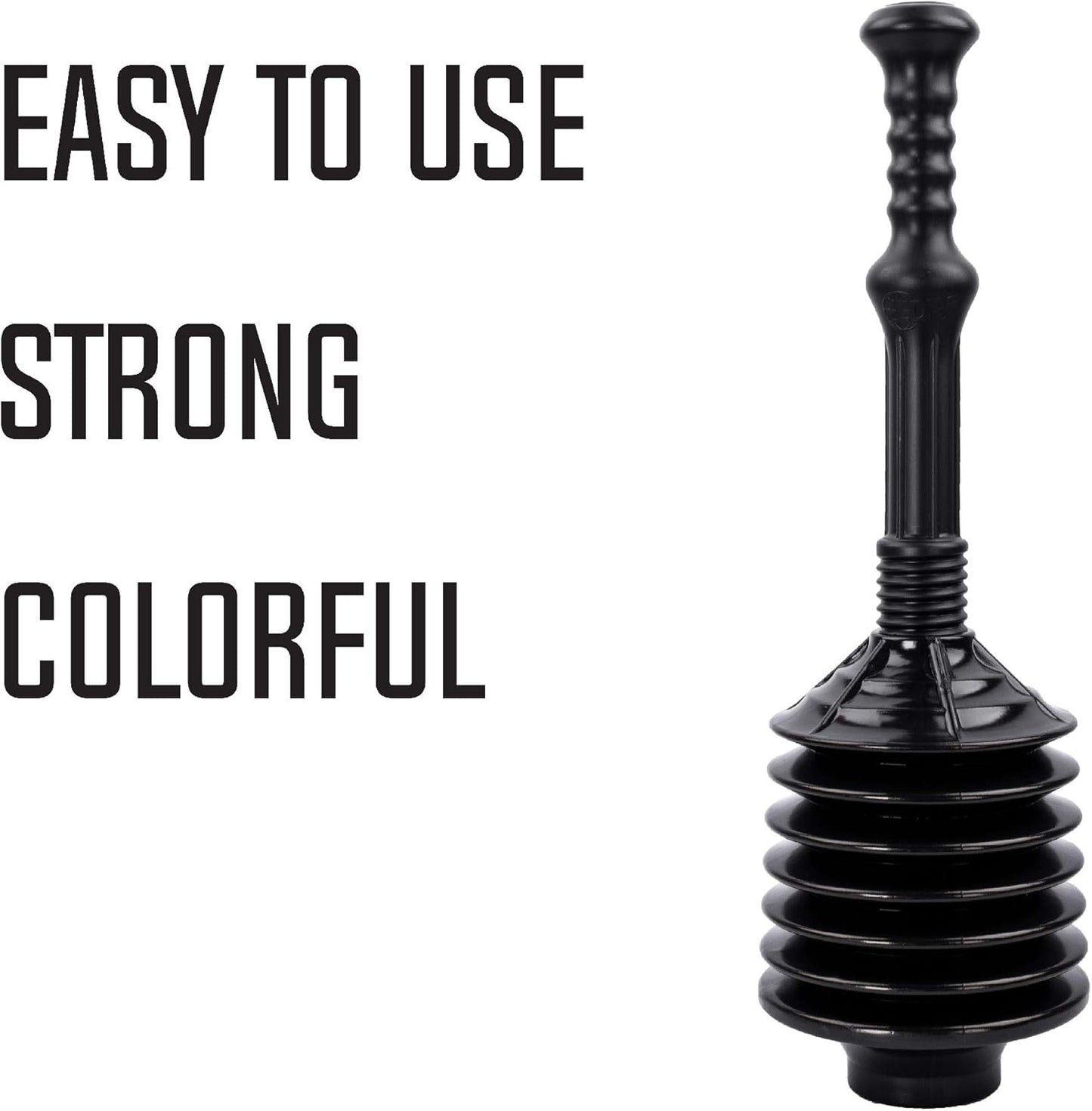 JS Jackson Supplies Professional Bellows Accordion Toilet Plunger, High Pressure Thrust Plunge Removes Heavy Duty Clogs from Clogged Bathroom Toilets, All Purpose Power Plungers for Bathrooms, Black