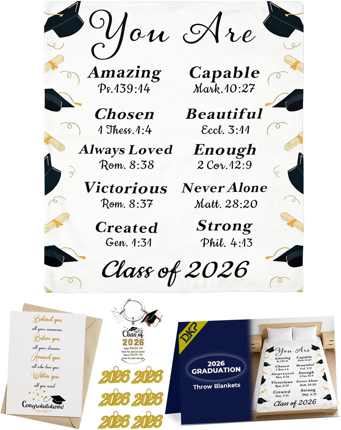 2026 Graduation Stuff & Senior Night Party Supplies - Class of 2026 Flannel Throw Blanket 50"x60" | Bulk Gifts for Seniors, Soft Commemorative Graduation Decor