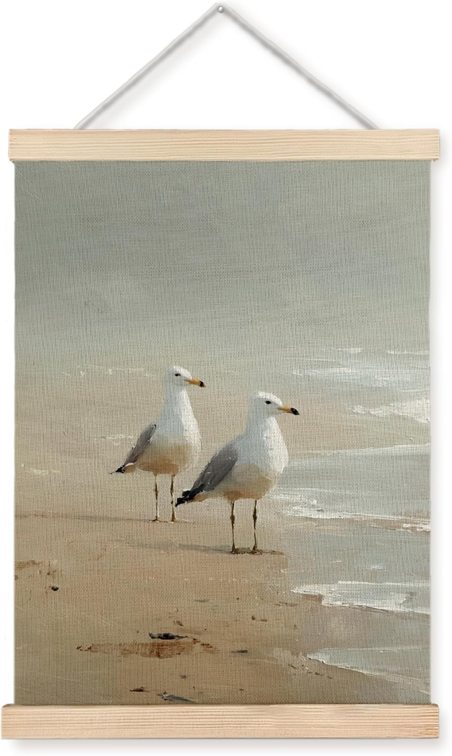 WUCHJ Coastal Beach Seagull Wall Art Poster 12x16 Inch, Beach House Decor, Ocean Seaside Piping Plover Coastal Hanging Wall Decor Canvas Prints for Home Bedroom Living Room