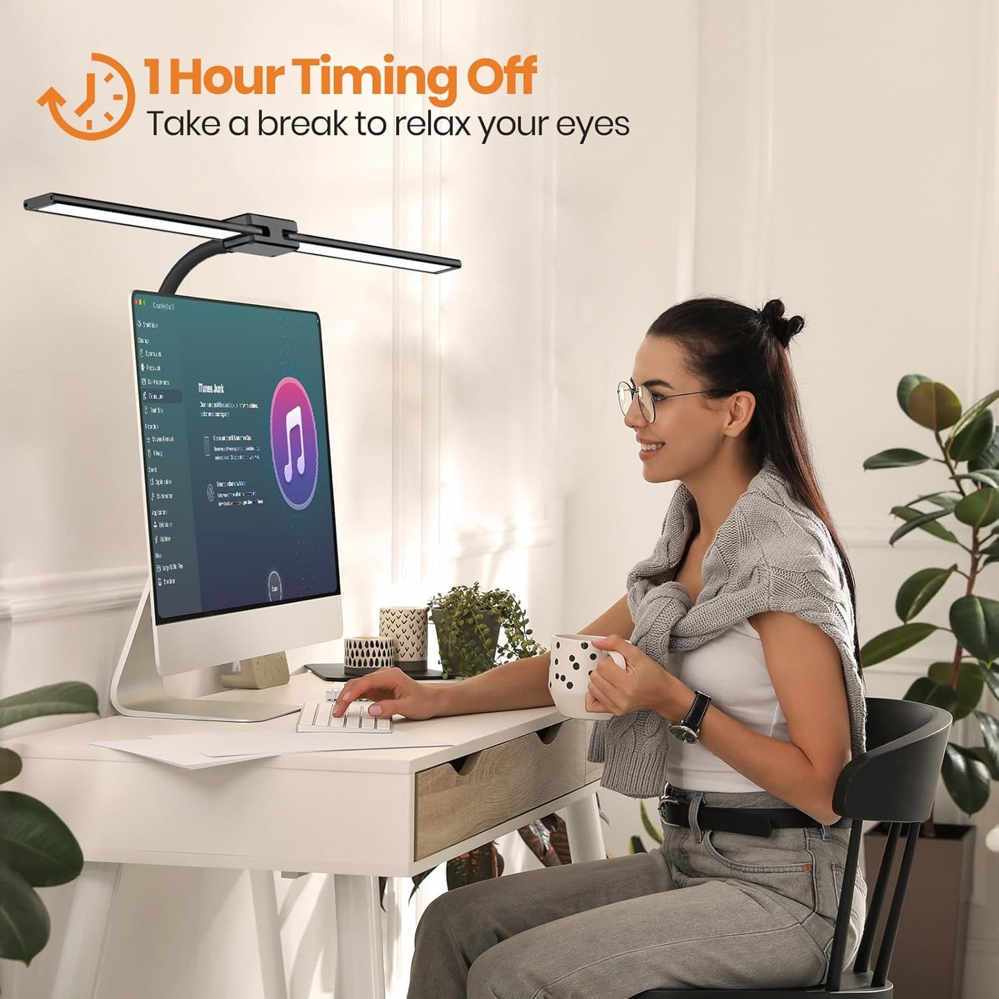 LASTAR Desk Lamp with Remote Control ＆ 32.5" Wide Double Head, Architect Desk Lamp for Home Office with Clamp, Timer, 24W Ultra Bright LED Desk lamp for Computer Reading