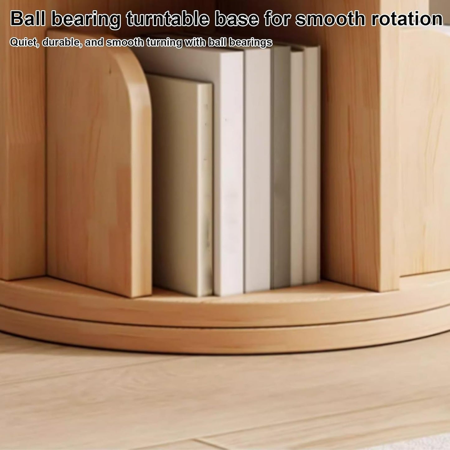 Solid Wood Bookcase 360 °,Solid Wood Rotating Bookshelf 360 Degree Bookcase Children's Home Living Room Movable Simple Floor Rack Picture Book Rack(Walnut,128 * 50cm/50.4 * 19.7in)