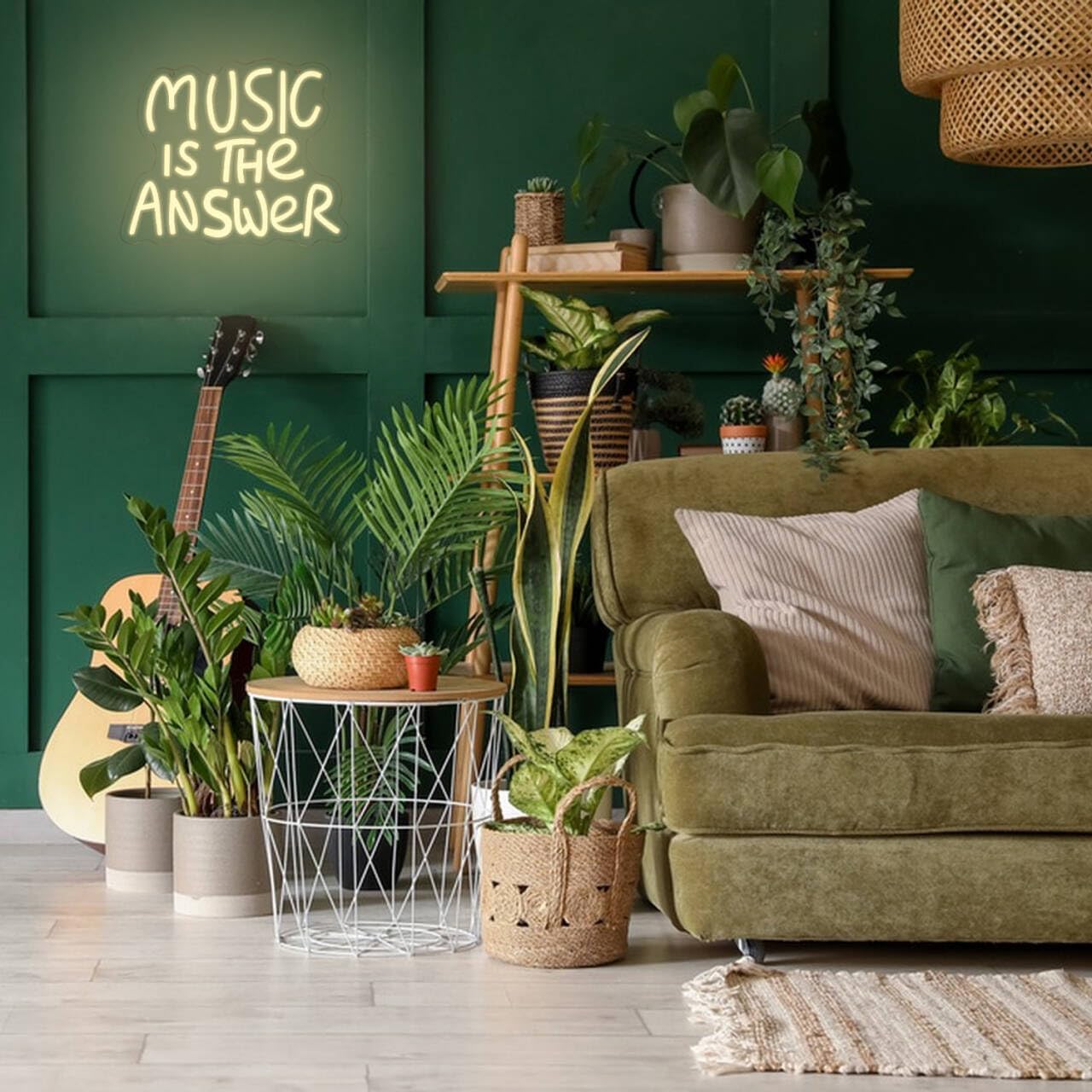 Music Is The Answer Neon Sign for Wall Decor Warm White Letter Neon Light Live Music Neon Light Sign LED Word Light for Studio Concert Bar Bedroom Decoration
