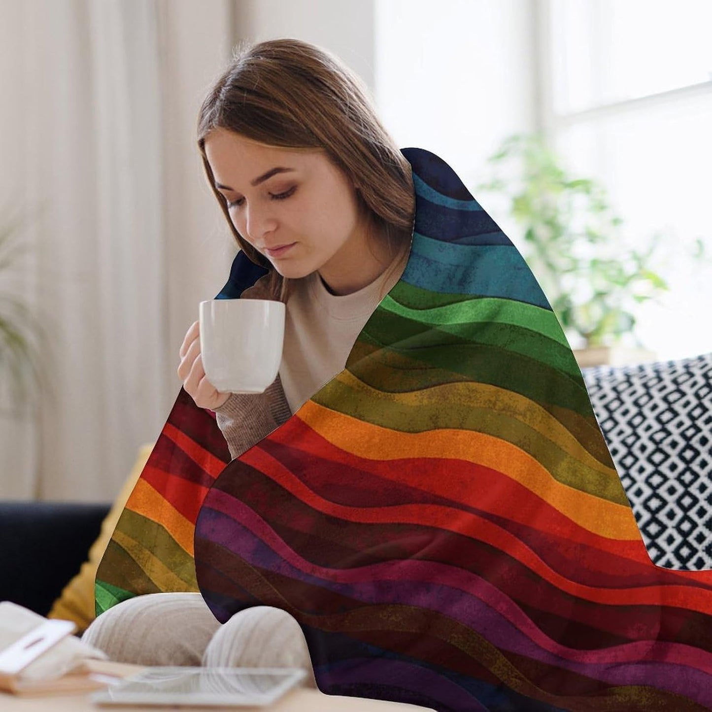Rainbow Blanket Super Soft Lightweight Throw Blanket Cute Cozy Warm Bed Blanket Decorative Fuzzy Blanket All-Season Home Decor Gift for Sofa Couch Living Room 60"*80"（150 * 200cm）