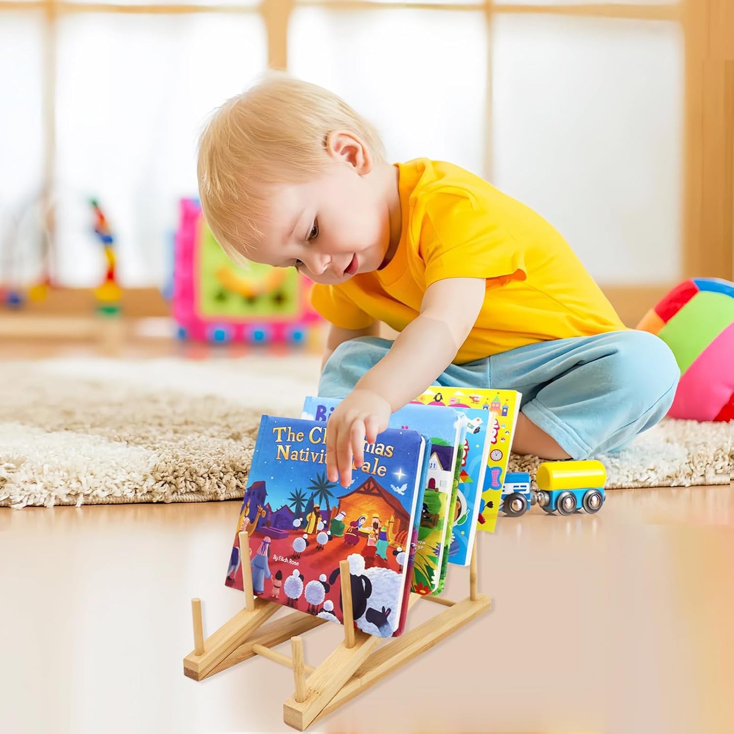 2 PCS Bookshelf For Kids Room, Toddler Bookshelf, Mini Bookshelf, Desktop Shelf, Nursery Book Shelves, Wooden Kids Book Shelf Organize Storage Rack For Living Room, Bedroom, Home Office (Natural)