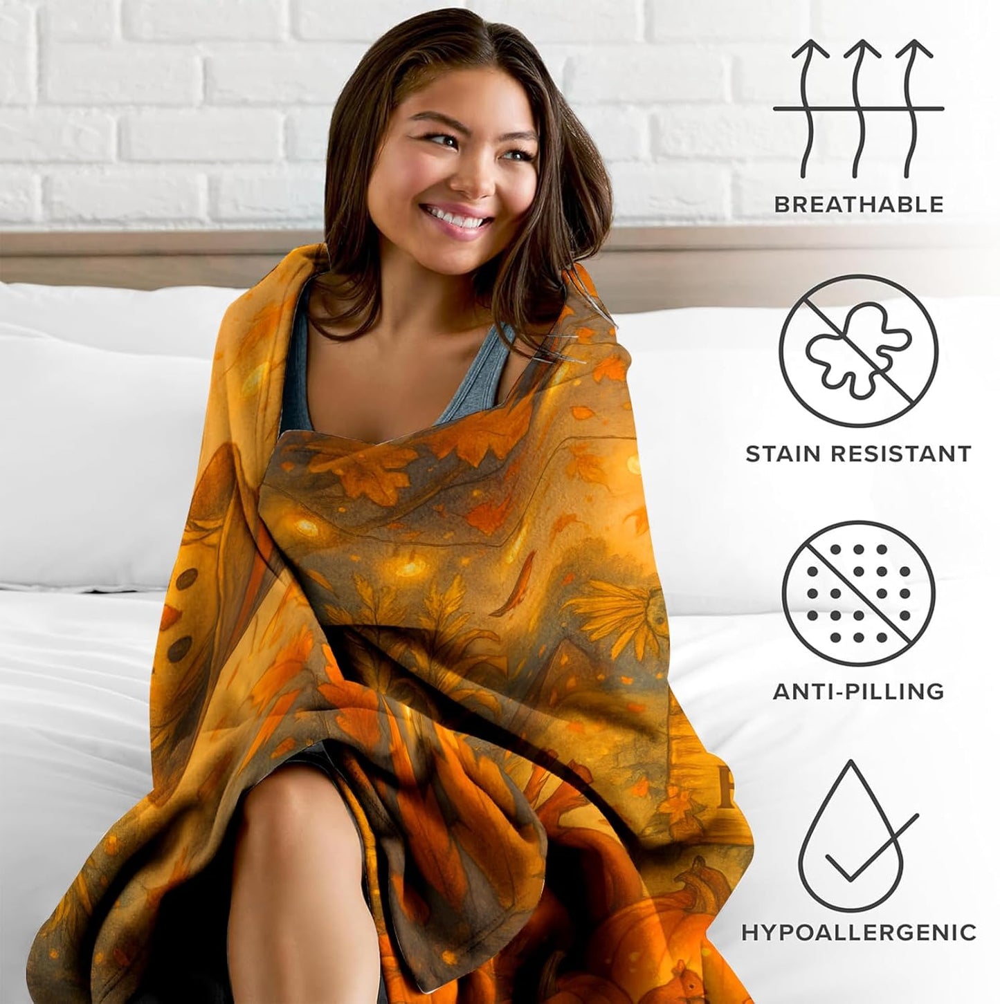 Fall Pumpkin Festival Blanket 60"X50" - Soft Flannel Throw Blanket, Autumn Harvest Decorative Blanket for Couch, Farmhouse Thanksgiving Home Decor Gift (Pumpkins, Scarecrow)