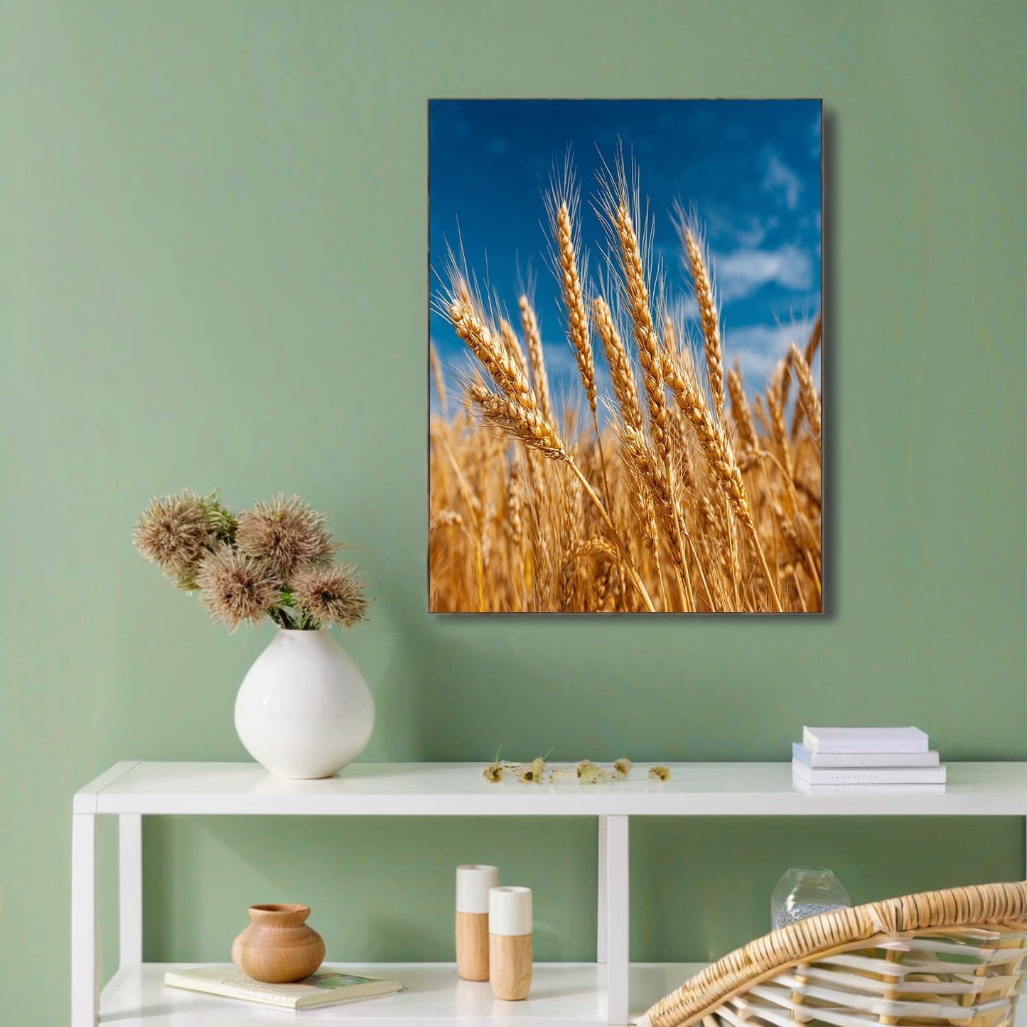 GDJSMIN Farm Scene Wall Art, Golden Wheat Landscape Poster for Reading Room Living Room Decor 16x 24 inch Unframed