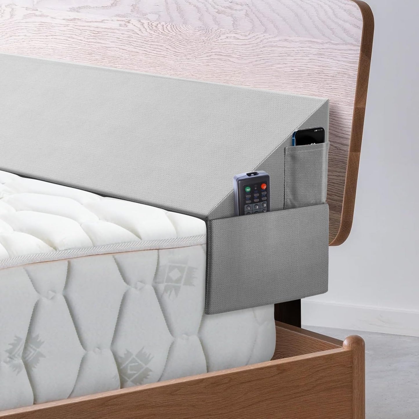 Full Size Pillow Wedge for Headboard Bed Wedge Pillow Gap Filller (0-8") High Density Foam Wedge Stoppers Triangle Foam Pillow Wedge Between Headboard Mattress