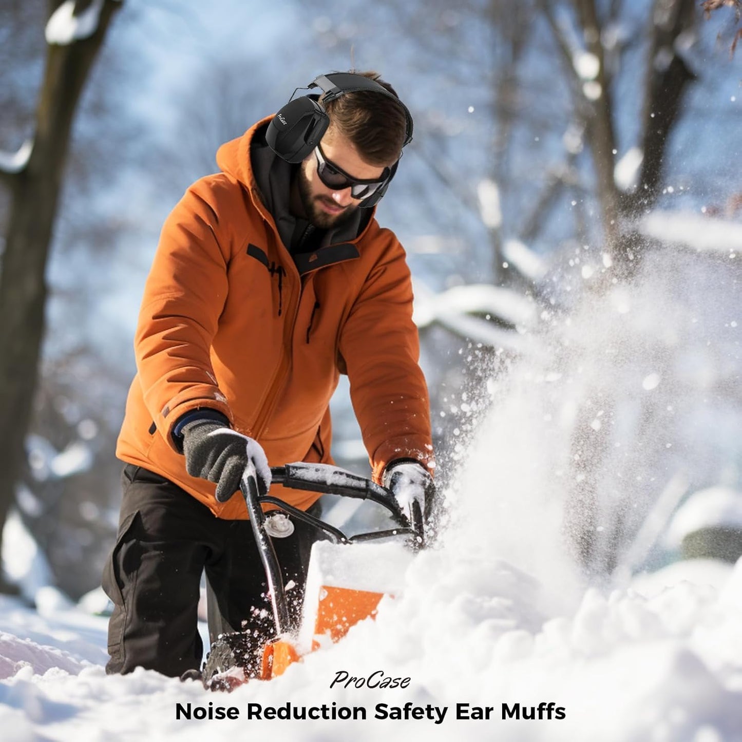 ProCase Noise Cancelling Ear Muffs SNR 33dB, Ear Hearing Protection Headphones for Adults, Sound Proof Ear Defenders for Work, Mowing, Shooters Shooting Gun Range, Construction -Black