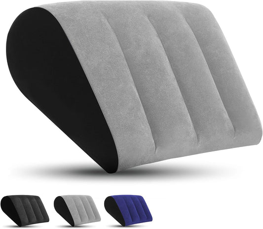 TheClover Inflatable Wedge Pillow for Sleeping – Portable Bed Cushion for Acid Reflux Relief, Back & Leg Support, Compact Camping & Airplane Pillow (Grey)
