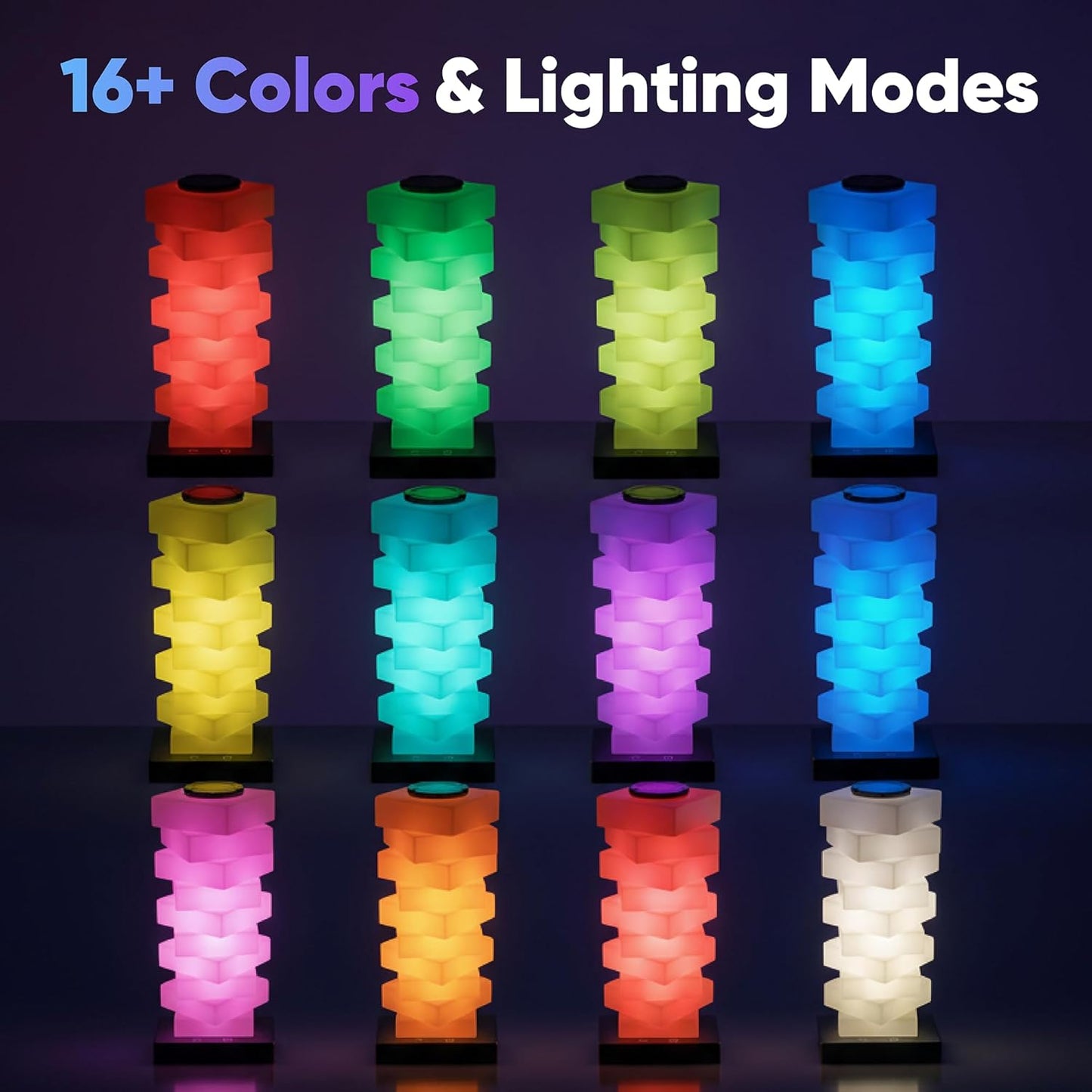 GLO-X Modular Color Changing RGB Night Light – Stackable LED Touch Lamp for Desk, Bedroom, Gaming & Kids Rooms | Great Gift