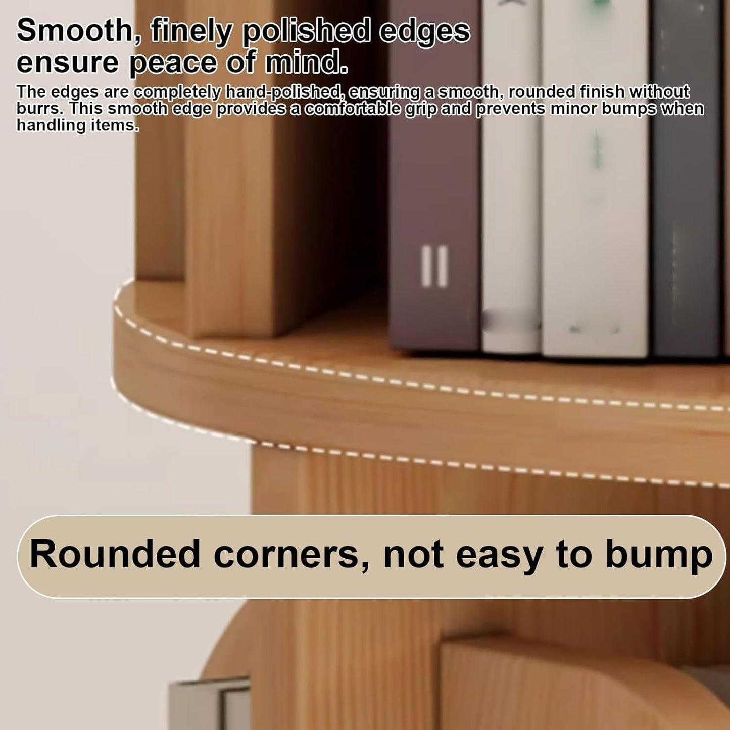 Solid Wood Bookcase 360 °,Solid Wood Rotating Bookshelf 360 Degree Bookcase Children's Home Living Room Movable Simple Floor Rack Picture Book Rack(Walnut,128 * 50cm/50.4 * 19.7in)