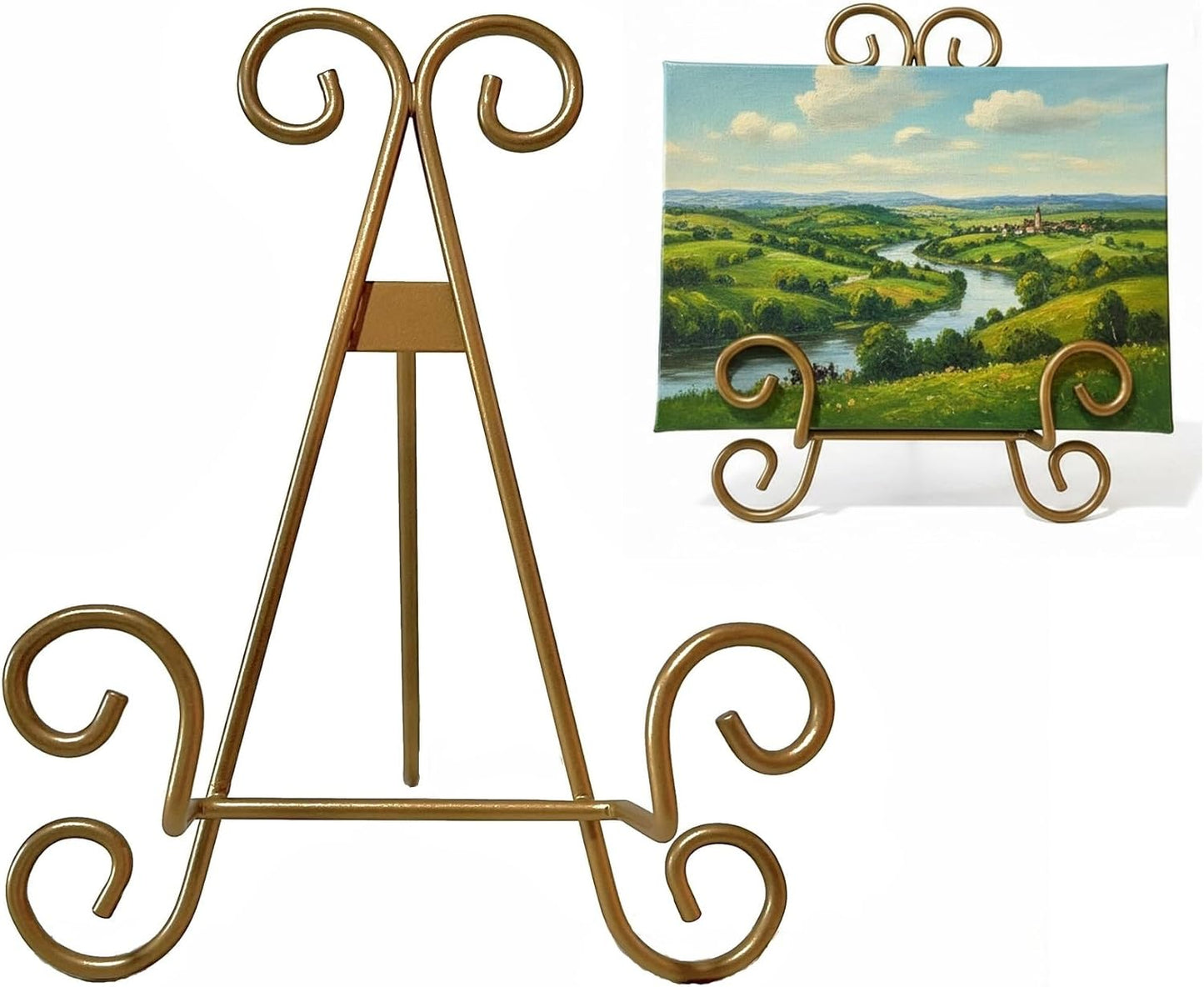 Antique Gold Decorative Display Easel Artifact Display Stand for Signs, art, plates, prints, artifacts, and other collectibles. (Gold, 10") (multiple sizes)