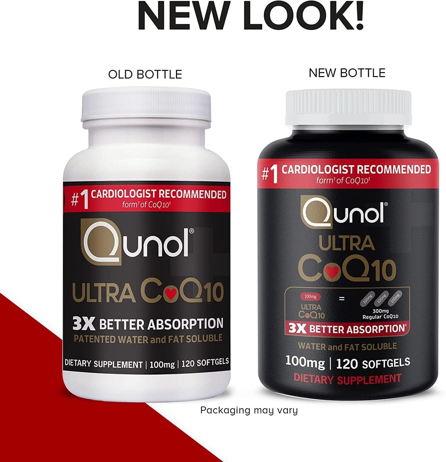 Qunol Ultra CoQ10 100mg, 3x Better Absorption, Patented Water and Fat Soluble Natural Supplement Form of Coenzyme Q10, Antioxidant for Heart Health, 120 Count Softgels