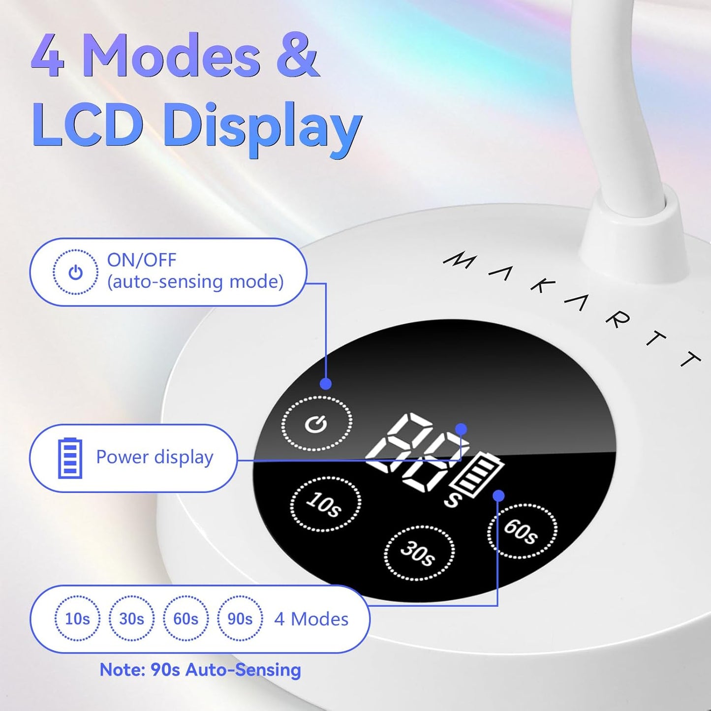Makartt UV Nail Lamp: Mini UV Light for Gel Nails Polish Luminoza 30mW/cm² Rechargeable LED Nail Light Nail Dryer with 4 Timers & Auto Sensor, Fast Curing Goosenecks Lamp for Home DIY Manicure