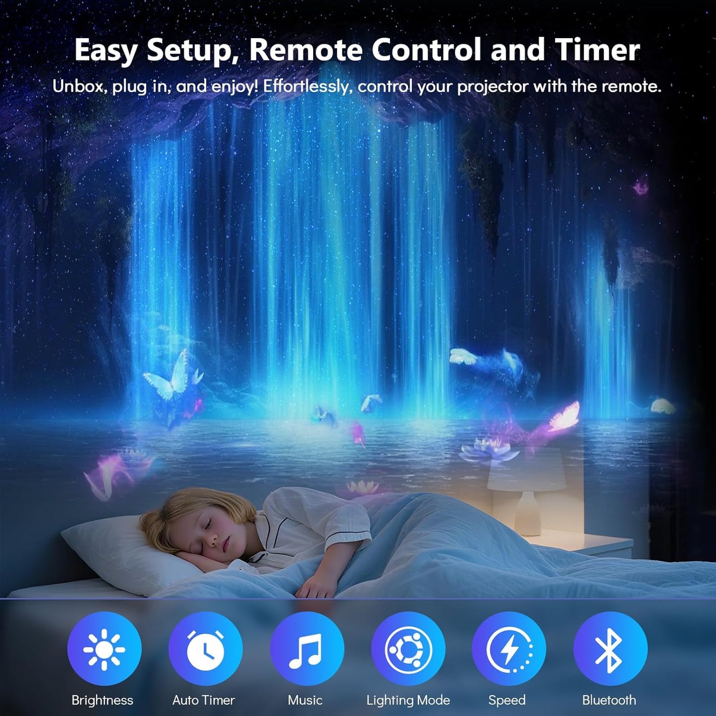 Rossetta Galaxy Projector Star Projector, 3D Projector for Bedroom with 60 Scene Modes, Bluetooth Speaker & Remote Control, Planetarium Projector for Living Room, Home Decor, Gifts for Kids, Adult