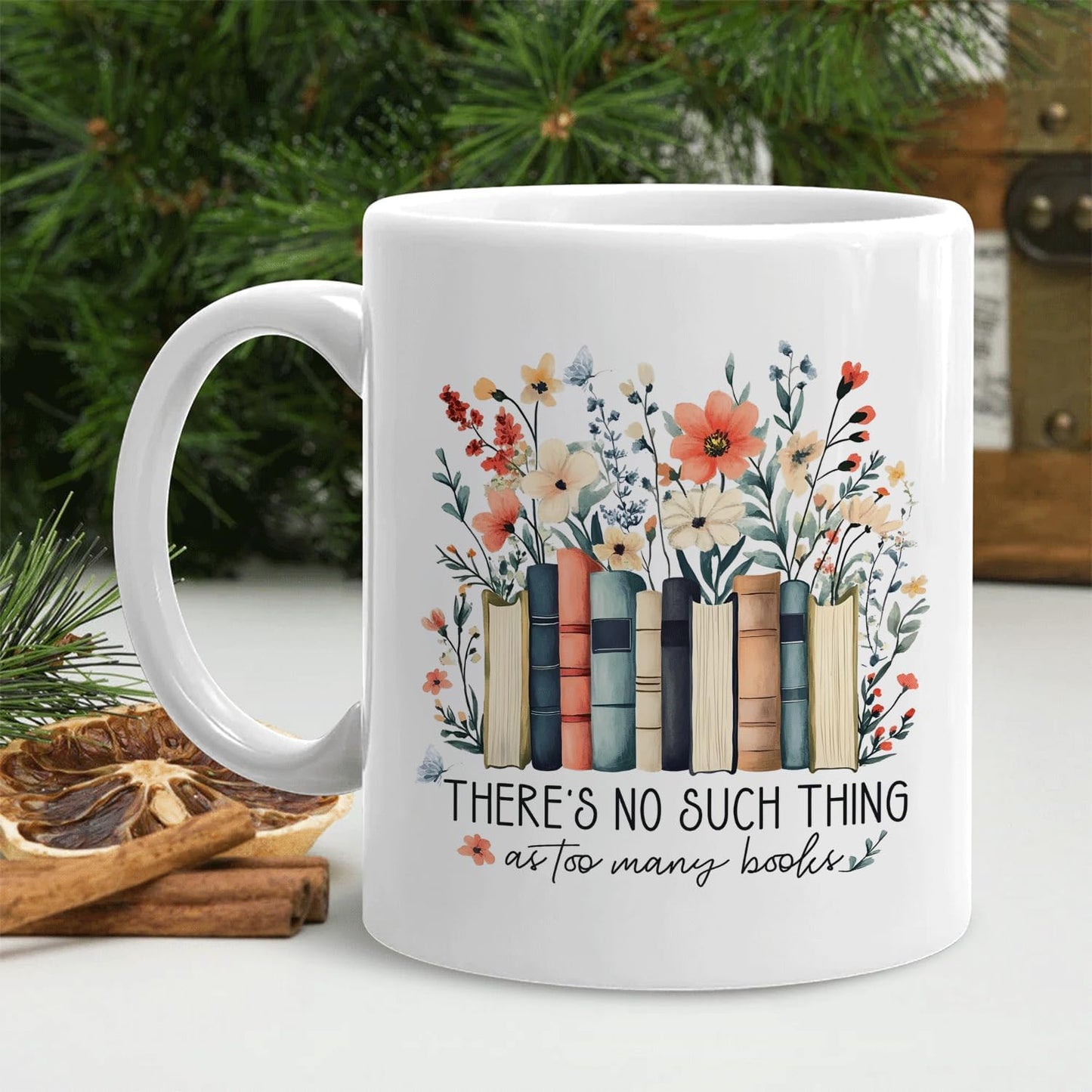 Book Lover Mug, Book Lover Gifts for Women Coffee Cup Ceramic, Bookish Bookworm Readers Librarians Gifts, There Is No Such Thing As Too Many Books Cup Ceramic Coffee Tea Mug 11 oz