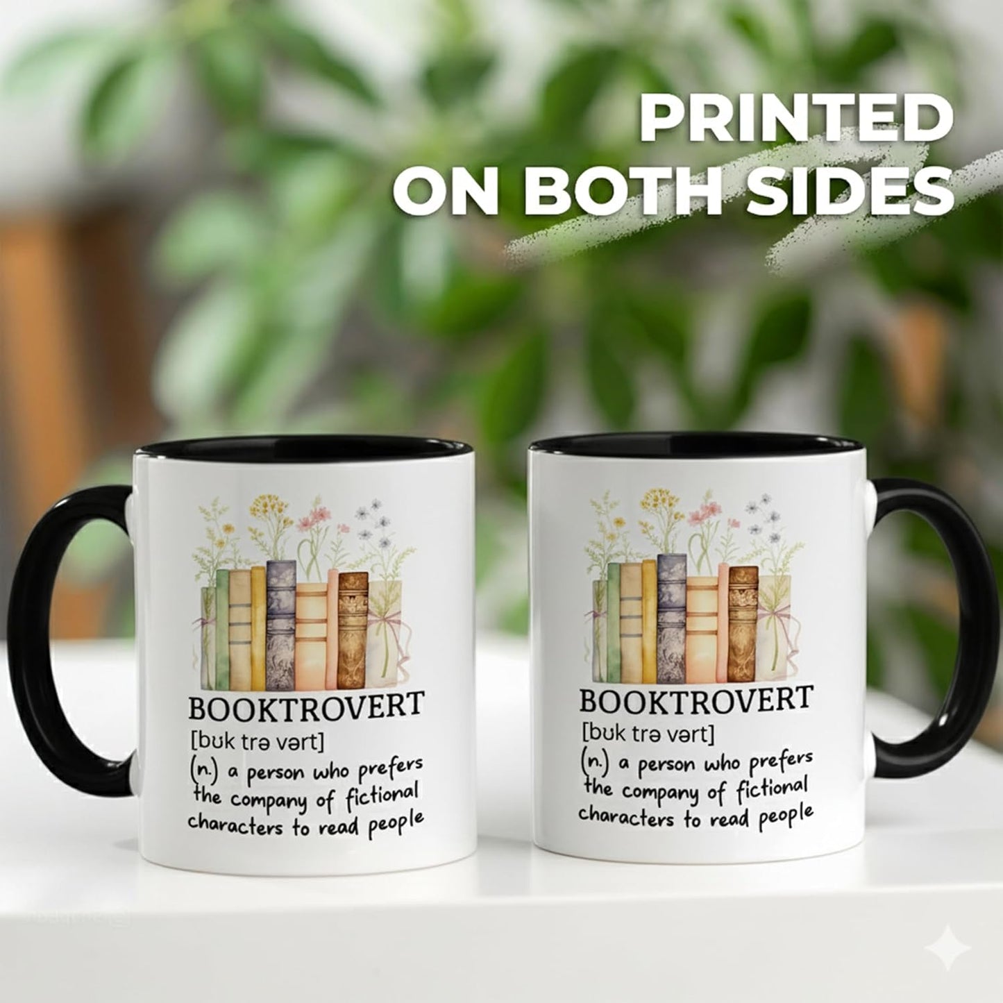 Book Lover Gifts - Booktrovert Mugs, Bookish Coffee Mug with Stacked Book Design, Bookworm Mugs for Readers, Coffee Mug for Readers, Birthday, Christmas Gifts for Books Lovers Women