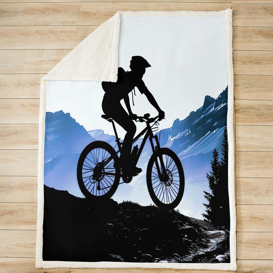 Mountain Bike Fleece Flannel Throws Motocross Racer Extreme Sport Theme Soft Cozy Fleece Blankets for Kids Boys Girls 3D Dirt Bike Decor Throw Blankets Bicycle Rider for Sofa Bed Couch