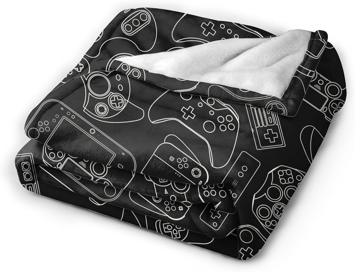 Perinsto Video Game Controller Black Throw Blanket Ultra Soft Warm All Season Gaming Theme Decorative Fleece Blankets for Bed Chair Car Sofa Couch Bedroom 80"X60"