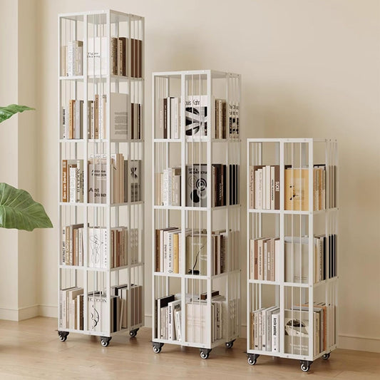 Book Shelf, Bookcase Tall Bookshelf Shelf Open Display Shelves Book Storage Organizer for Living Room Floor Standing Office Bookshelf 360° Rotation Children Bookcase