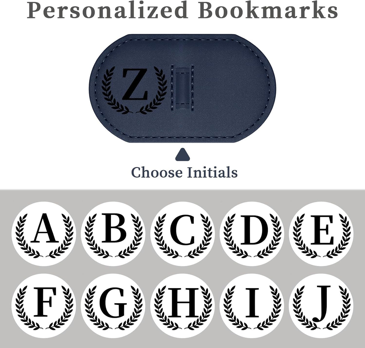 Personalized Magnetic Bookmark Pen Holder, Leather Book Marks for Reading Women& Men, Engraving 26 Letters Name Initial Bookmarks with Pencil Pen Holder, Gift for Book Lovers, Readers (Purple, A)