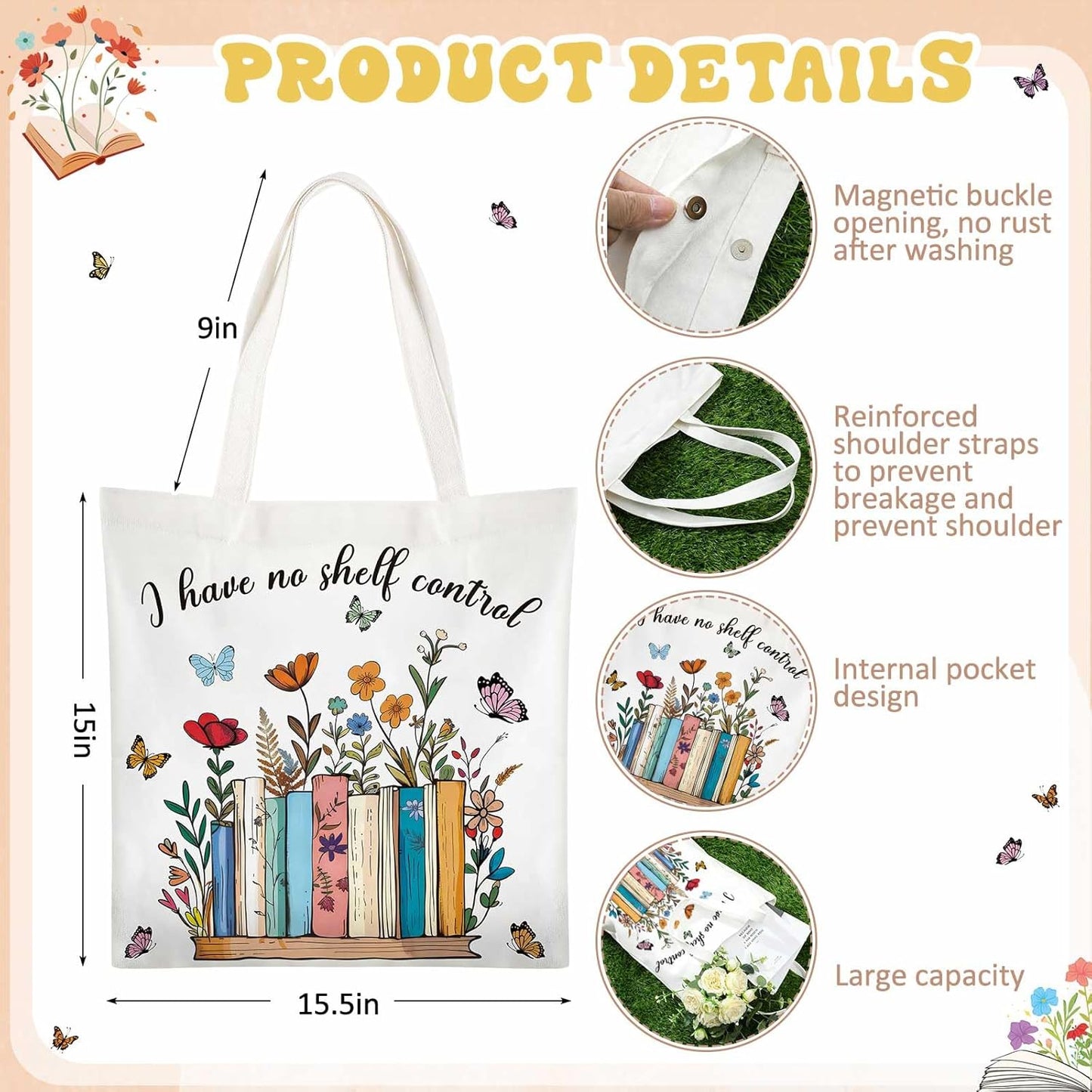 Paterr 6 Pcs Book Lover Gifts for Women, Mother's Day Book Club Gifts for Bookish, Canvas Tote Bag Makeup Bag Print Blanket Socks 16oz Glass Coffee Cup with Straw Cute Keychain for Librarian Birthday