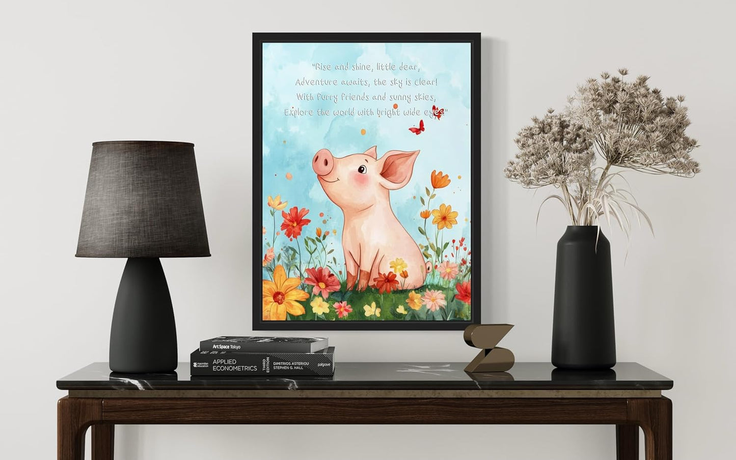 Pig Art Print Poster with Poem, Animals Nursery Wall Decor Cute Wild Animals Artwork For Baby Bedroom Kids Room Home Decoration Gallery 11 (Pig, 8 x 10 inches, Unframed)