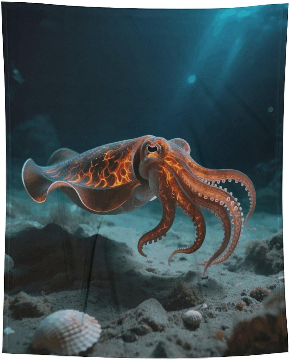 Custom Walking Flamboyant Cuttlefish Blanket Lightweight Flannel Fleece Throw for Couch Sofa Bed Luxury Soft Cozy Plush Lap Bedtime Blanket for All Seasons Bedroom Home Decor Gifts 30x40